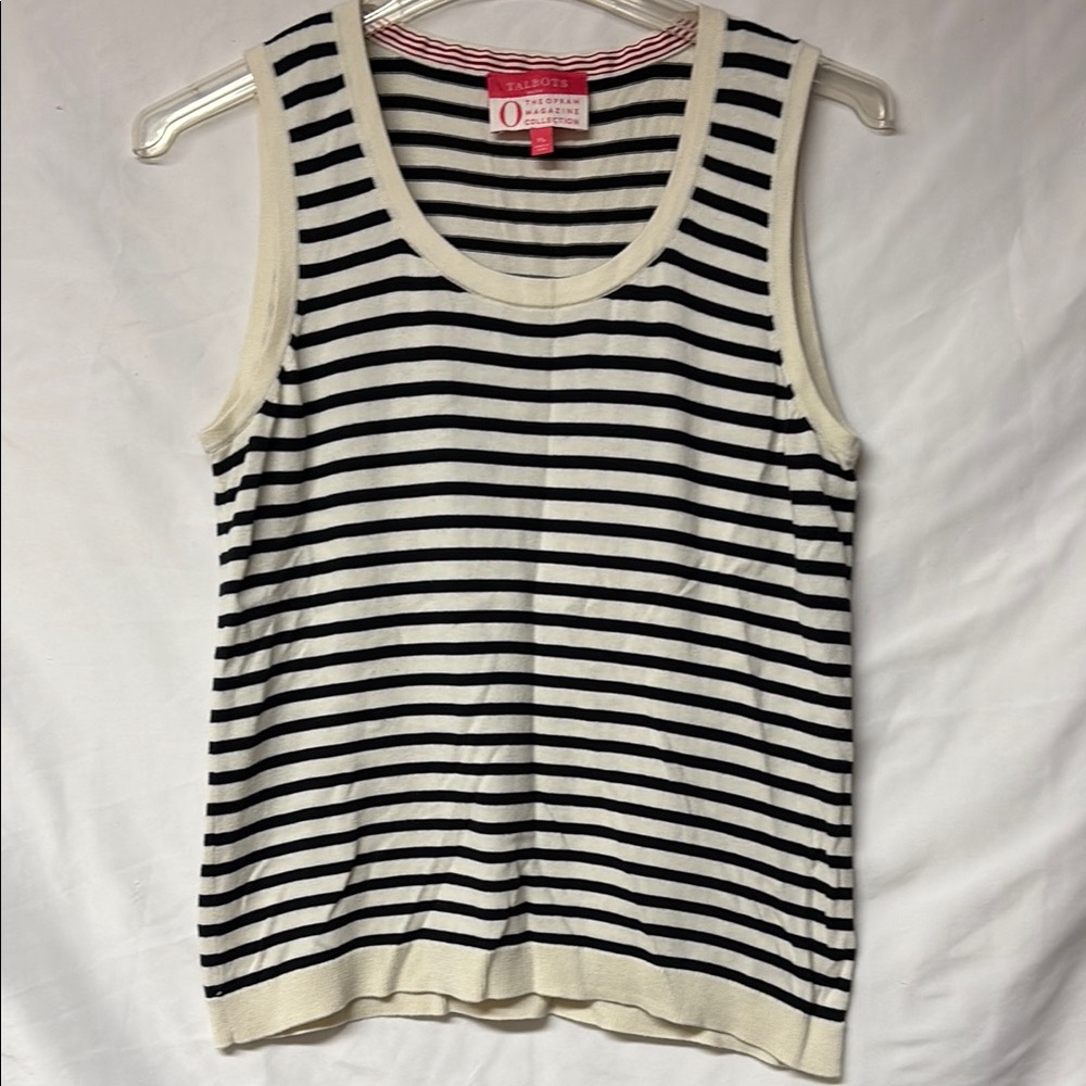 Talbots Black and White Ribbed Sleeveless   Sweater Tank